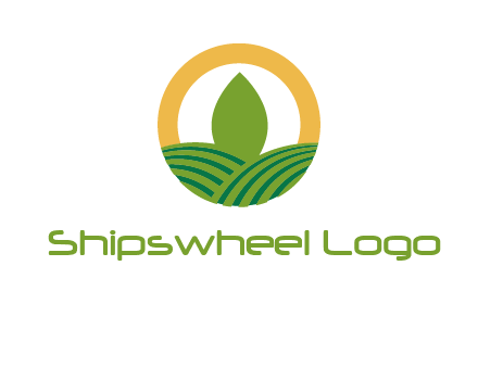 abstract tree and fields in circle logo