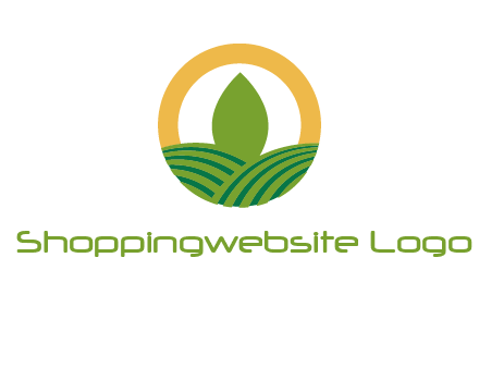 abstract tree and fields in circle logo