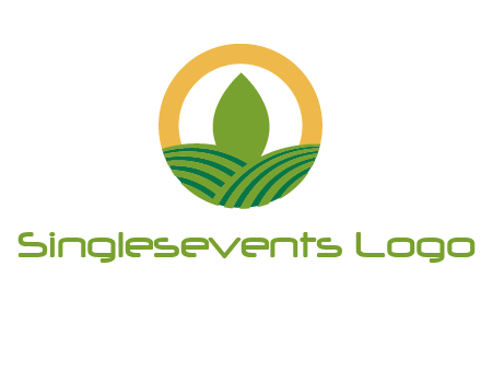 abstract tree and fields in circle logo