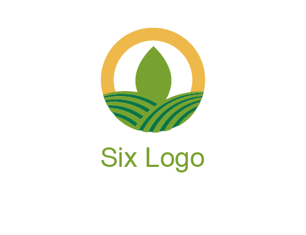 abstract tree and fields in circle logo