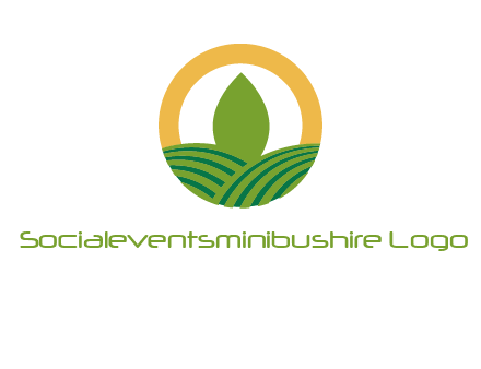 abstract tree and fields in circle logo