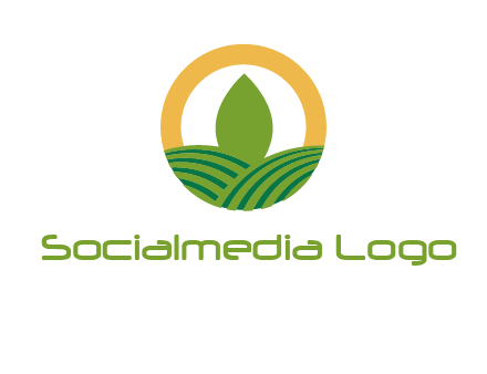 abstract tree and fields in circle logo