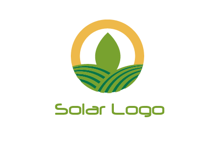 abstract tree and fields in circle logo