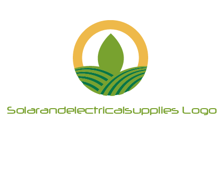 abstract tree and fields in circle logo
