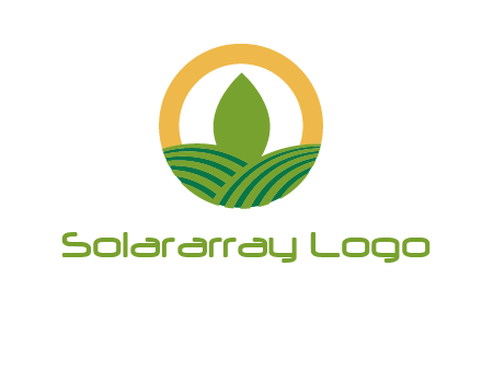 abstract tree and fields in circle logo