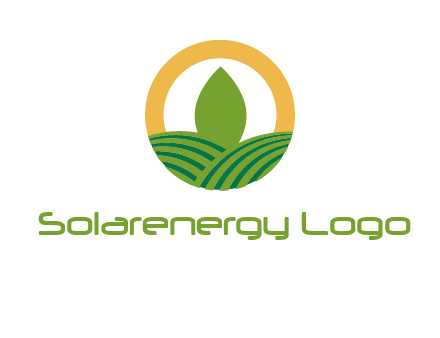 abstract tree and fields in circle logo