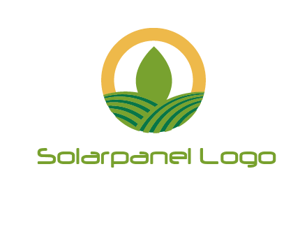 abstract tree and fields in circle logo