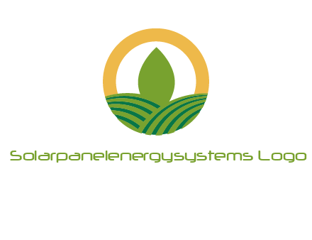 abstract tree and fields in circle logo