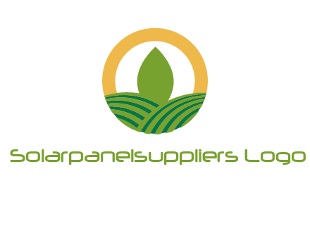 abstract tree and fields in circle logo