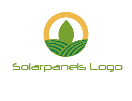 abstract tree and fields in circle logo