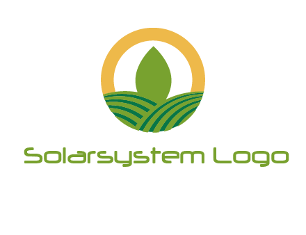 abstract tree and fields in circle logo