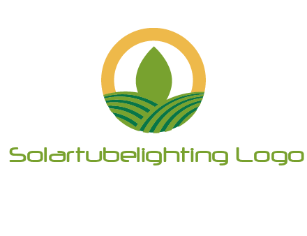 abstract tree and fields in circle logo