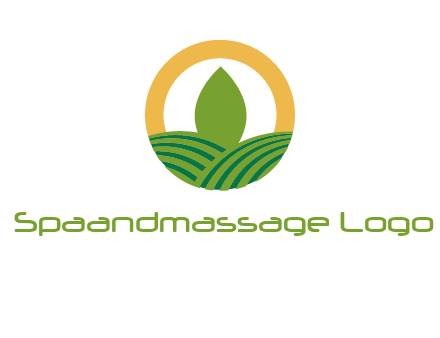 abstract tree and fields in circle logo