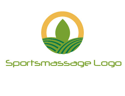 abstract tree and fields in circle logo