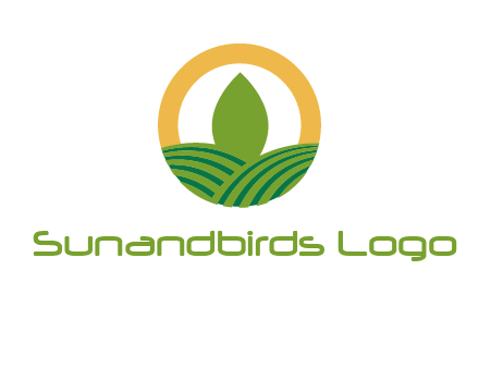 abstract tree and fields in circle logo