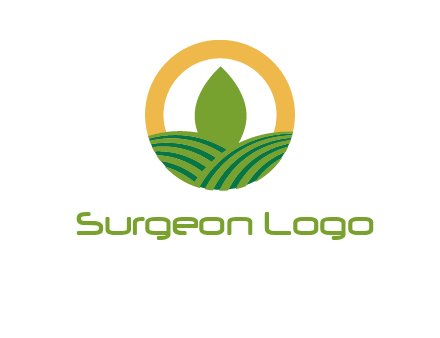 abstract tree and fields in circle logo