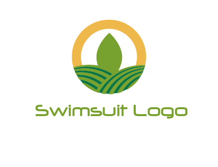 abstract tree and fields in circle logo