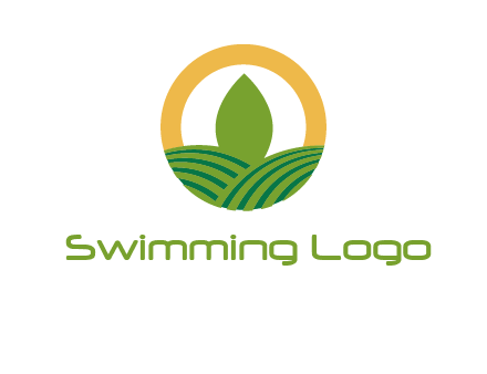 abstract tree and fields in circle logo