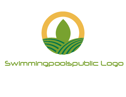 abstract tree and fields in circle logo