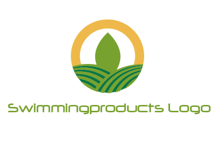 abstract tree and fields in circle logo