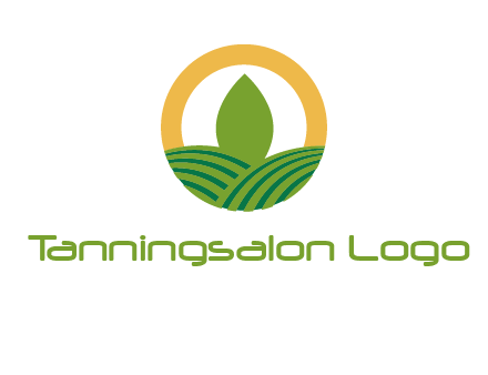 abstract tree and fields in circle logo