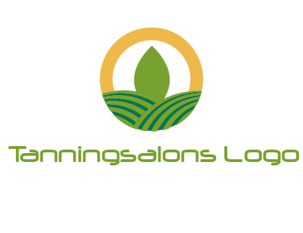 abstract tree and fields in circle logo