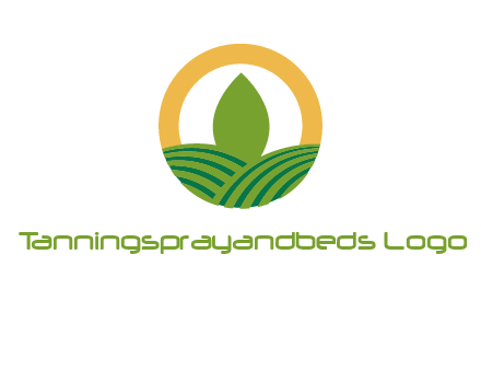 abstract tree and fields in circle logo