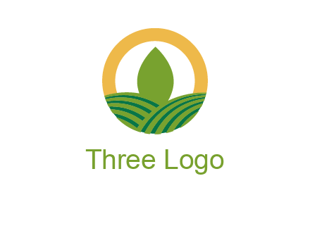 abstract tree and fields in circle logo