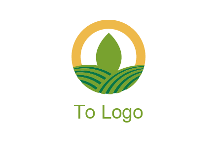 abstract tree and fields in circle logo