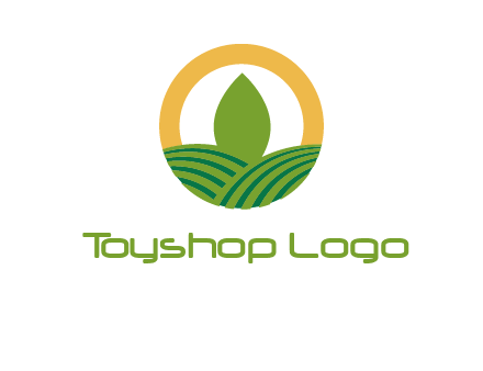 abstract tree and fields in circle logo