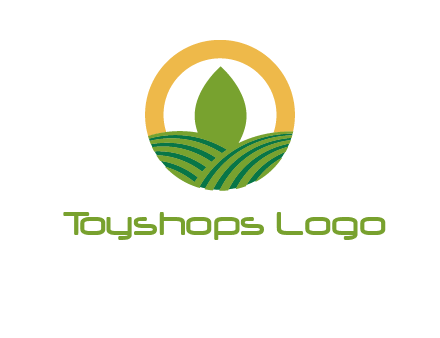 abstract tree and fields in circle logo