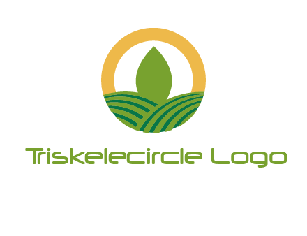 abstract tree and fields in circle logo