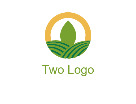 abstract tree and fields in circle logo