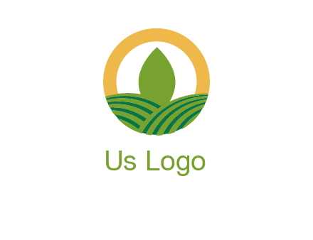abstract tree and fields in circle logo