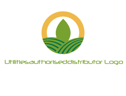 abstract tree and fields in circle logo