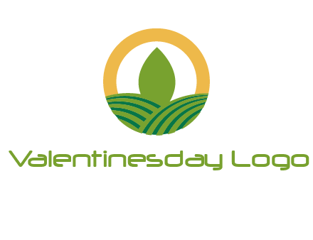 abstract tree and fields in circle logo