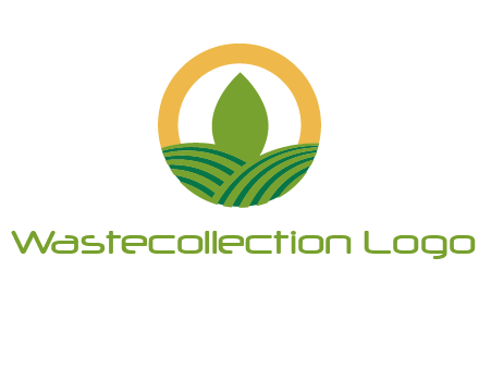 abstract tree and fields in circle logo