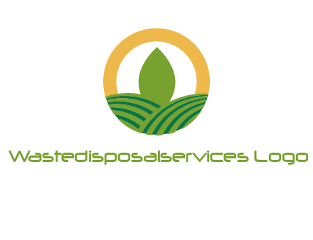 abstract tree and fields in circle logo