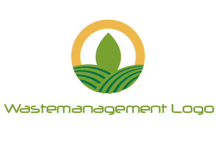 abstract tree and fields in circle logo