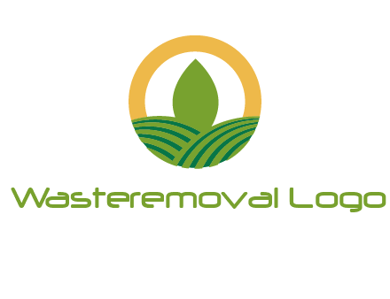 abstract tree and fields in circle logo