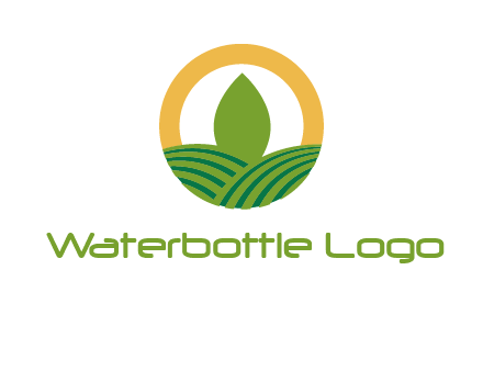 abstract tree and fields in circle logo