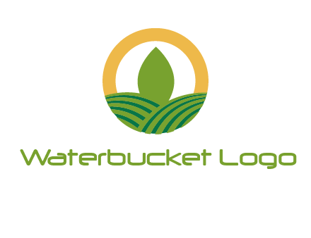 abstract tree and fields in circle logo