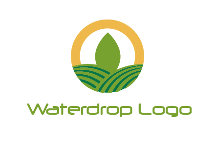 abstract tree and fields in circle logo