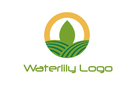 abstract tree and fields in circle logo