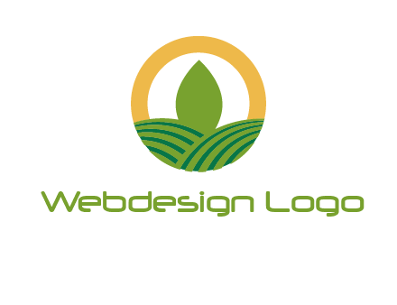 abstract tree and fields in circle logo