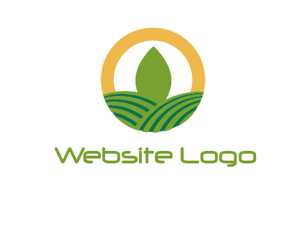 abstract tree and fields in circle logo