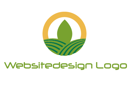 abstract tree and fields in circle logo