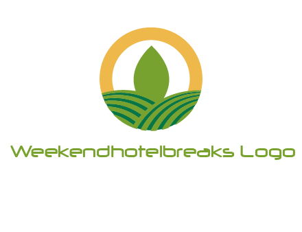 abstract tree and fields in circle logo