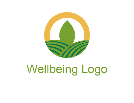 abstract tree and fields in circle logo