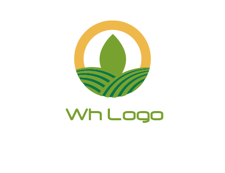 abstract tree and fields in circle logo